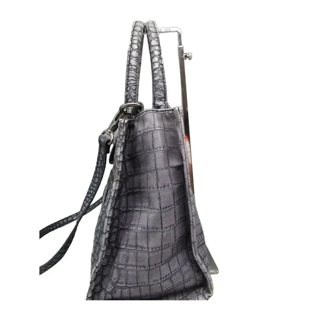 Jessica Simpson Denim Blue Croc Embossed PVC Satchel Handbag